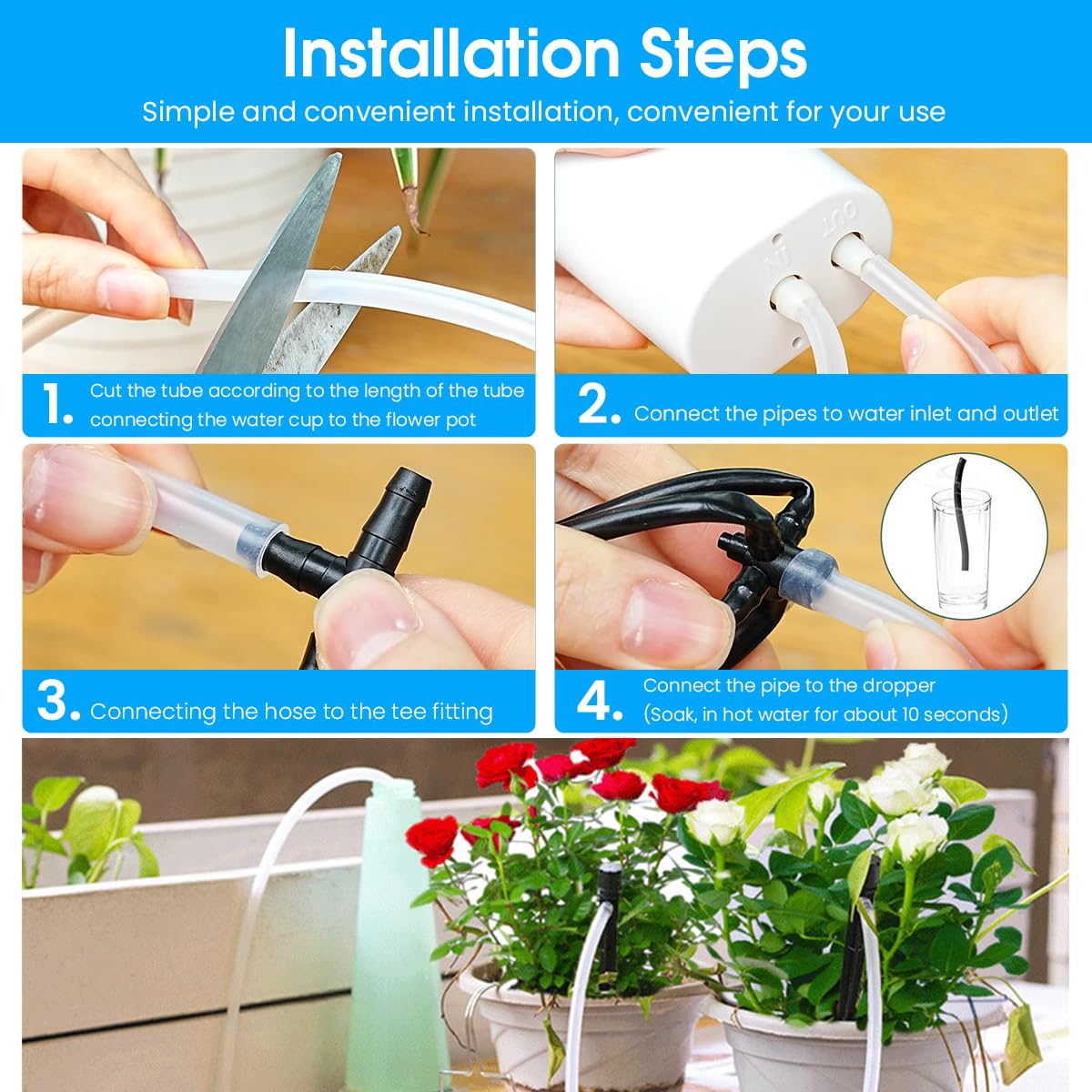 Serplex Automatic Watering System Kit for 16 Potted Plants Mini USB Rechargeable Drip Irrigation System with LED Digital Programmable Water Timer Smart Indoor Irrigation System with Accessories