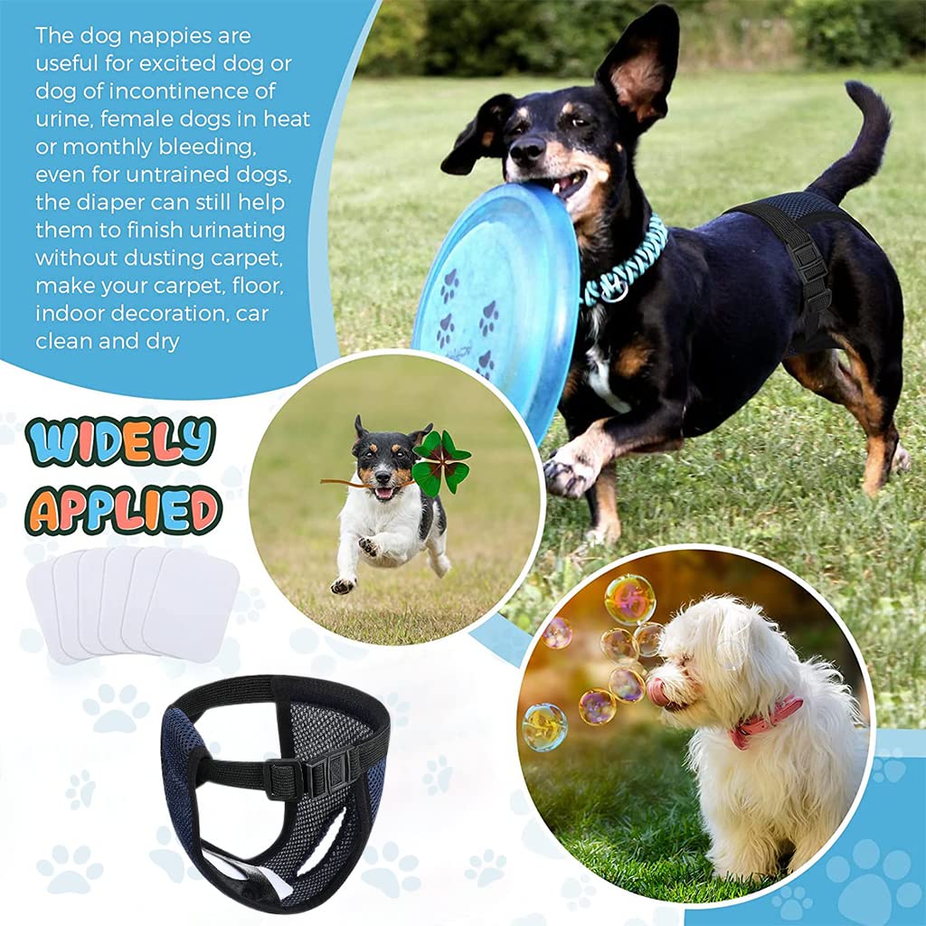 Qpets Pet Use Breathable Reusable Female Dogs Diapers with 3 Absorbption Cotton Pad Comfort Reusable Doggy Diapers for Female Dog, Puppy(M, Recommended Waist 13.7''-16.9'')
