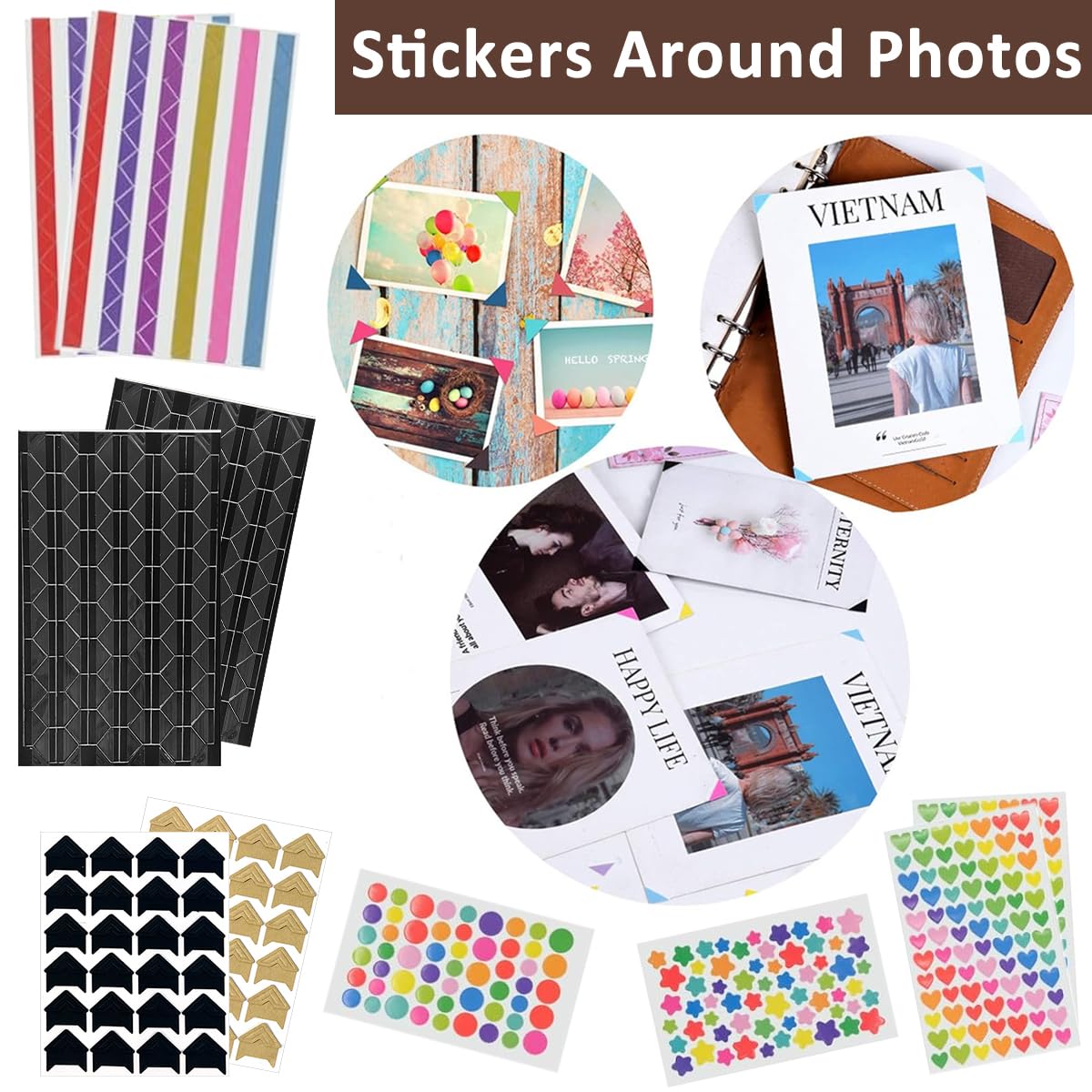 HASTHIP DIY Photo Album 60 Pages with Color Stickers, Metallic Pen, Red Heart Closure, Felt Cover for Family, Graduations, Weddings, Scrapbooking, Memory Keeping