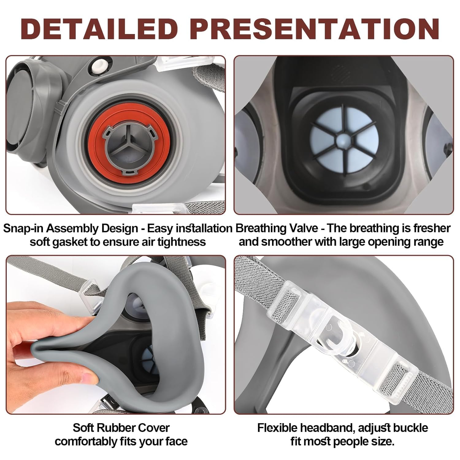 Serplex® 3 Set Gas Mask Respirator Kit With Filters & Goggles, Activated Carbon, Dual Filtration, Adjustable For Epoxy, Painting, Welding, Polishing, Mold, Construction, Reusable Protection