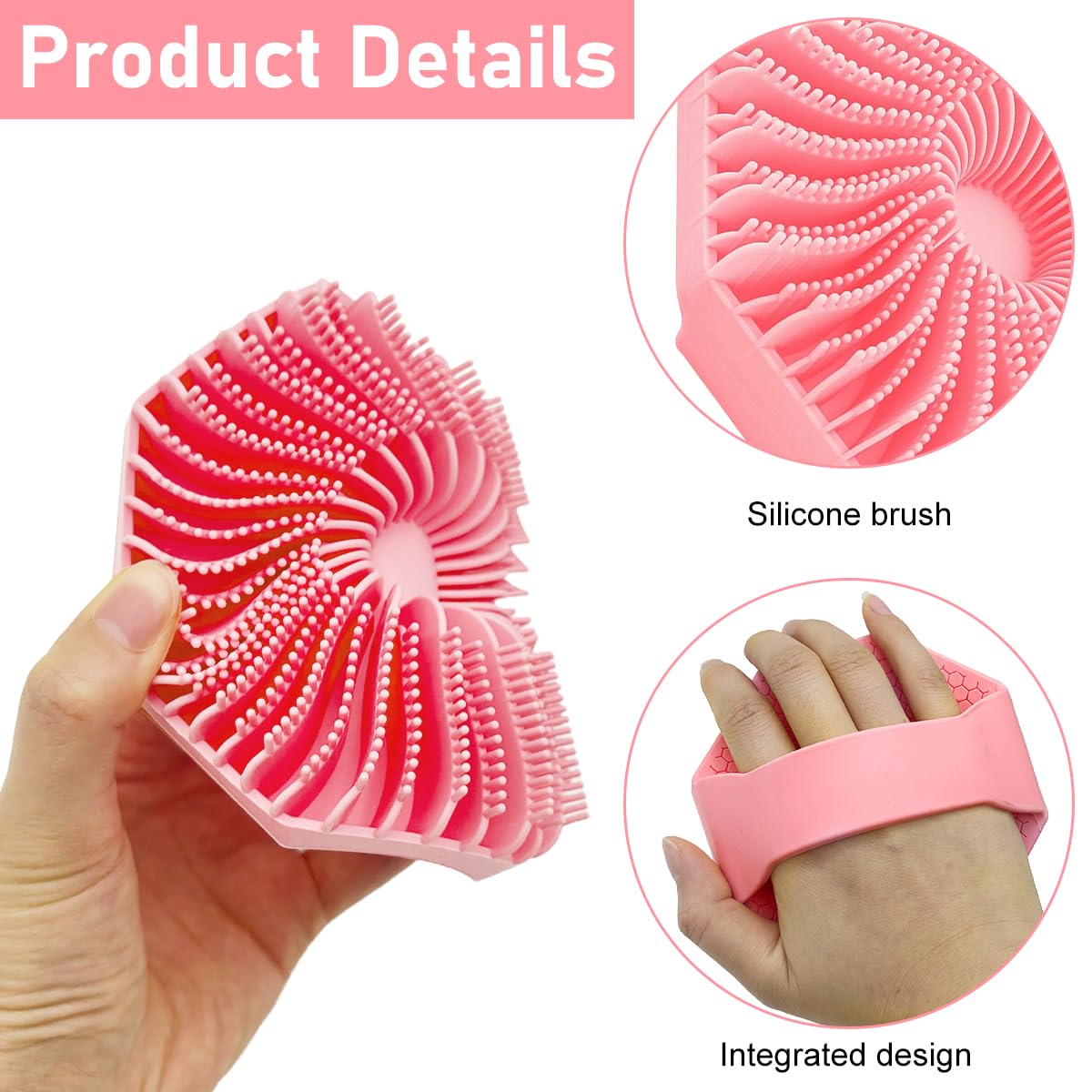 MAYCREATE Silicone Body Scrubber, Exfoliating Body Scrubber for Sensitive Skin, Soft Massage Body, More Hygienic Than Traditional Loofah, Gentle Exfoliating for Sensitive Skin, Pink