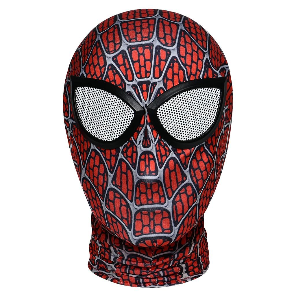 FANCYKU 3D Spider-Man Mask, Spiderman Masks Spider Man Cosplay Costumes Superhero Lenses, Superhero Costume Mask for Adult Kids, Role Play Superhero Masks for Halloween Masquerade Cosplay (Dark Red)