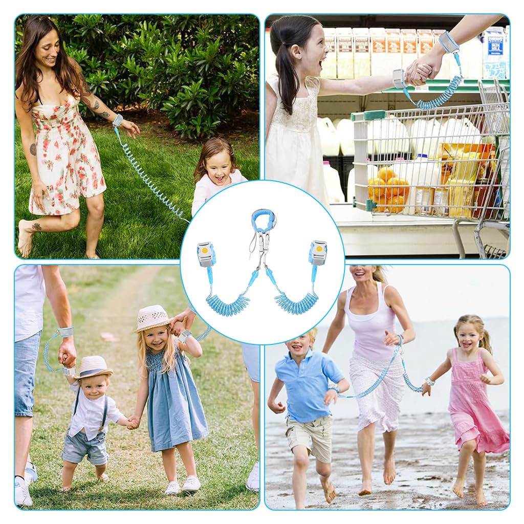 SNOWIE SOFT Anti-lost Wrist Link for Kids, Dual Wrist Link Safety Wrist Link 6.6ft Flexible Fluorescence Spring Coil Wirst Link with Magnetic  Lock, Multifunctional Kids Wrist Link with Whistle