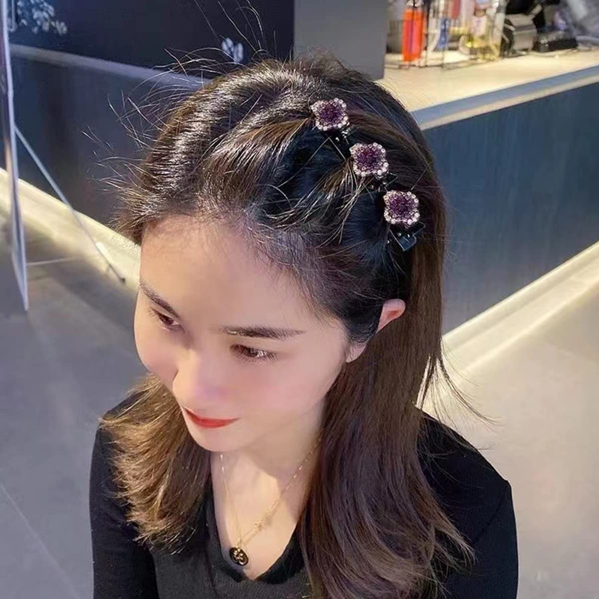 PALAY 4 Pcs Hair Braid Accessories Hair Sectioning Clamps Sparkling Crystal Stone Hairpins Braided Hair Clips for Women Girls Fashion Hairdressing Styling Tools