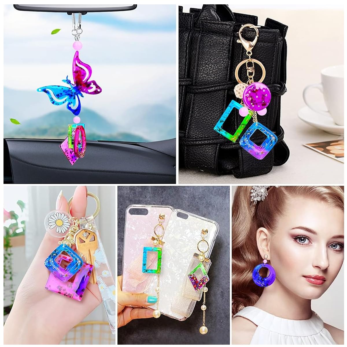 HASTHIP Resin Molds, Wind Chimes Resin Molds Silicone Kit Butterfly Design for Art Crafts Wind Bell Keychain Earring Pendant Jewelry Home Garden Yard Outdoor Decoration, Butterfly