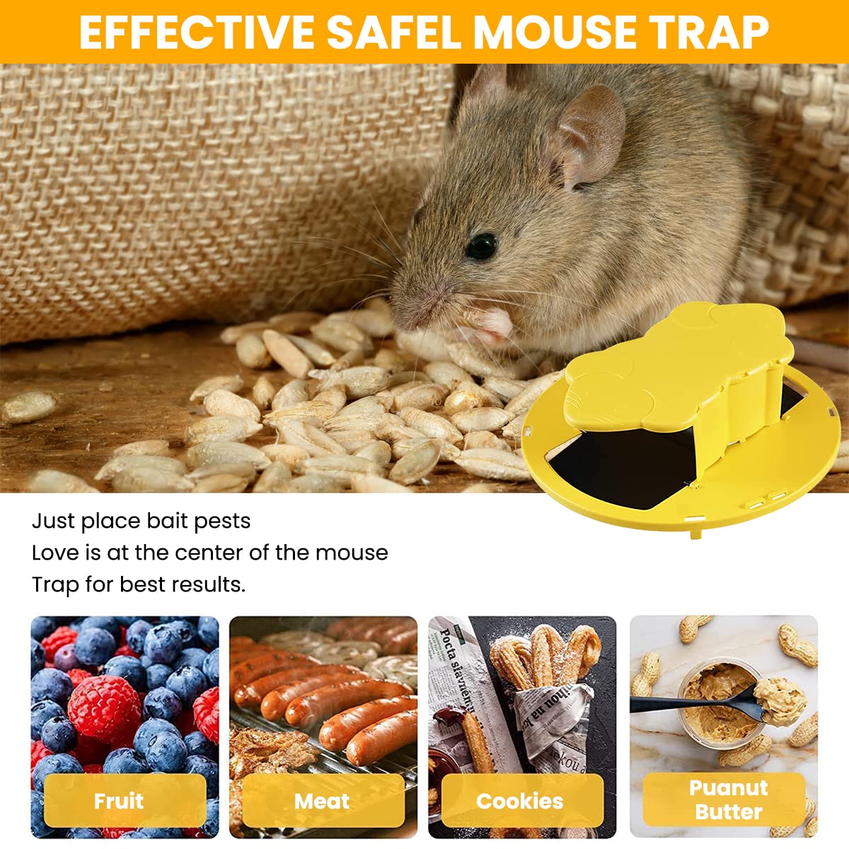 HASTHIP Mouse Trap for Mice, Rats, Chipmunks, Squirrels, Hamsters and Other Rodents, Reusable Trap Bucket Rat Catcher, Trap Door Style, Auto Reset, Humane Not not Fatal(Bucket Not Included)