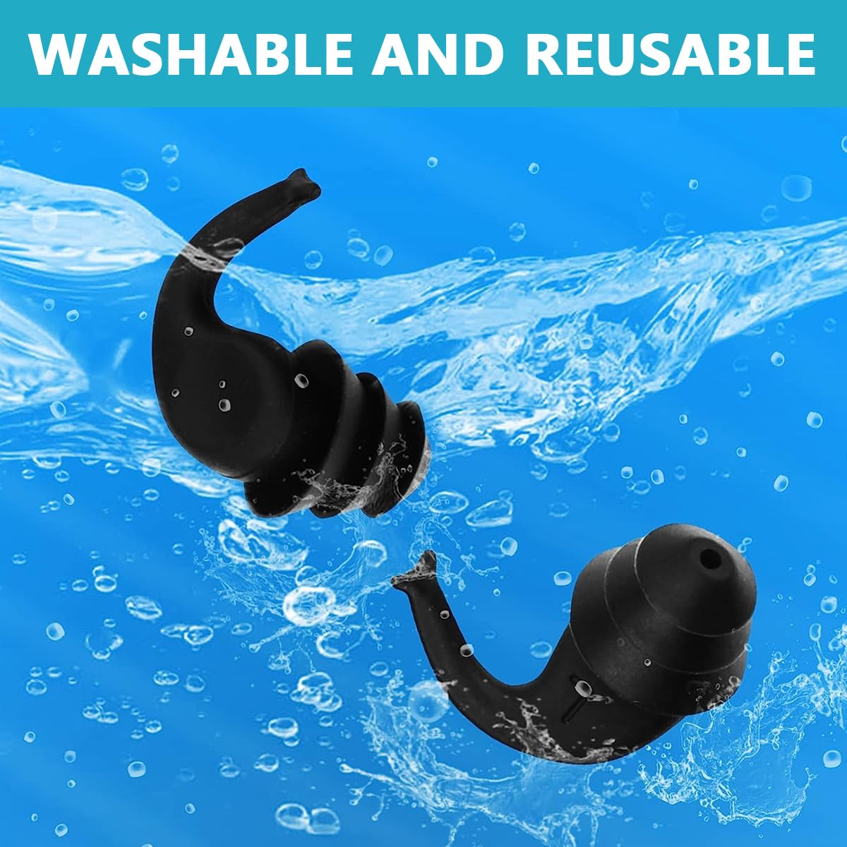HANNEA Ear Plugs for Sleeping, Reusable Silicone Earplugs for Hearing Protection, Noise Cancelling Ear Plugs for Sleeping, Concerts, Motorcycle, Work (Black)