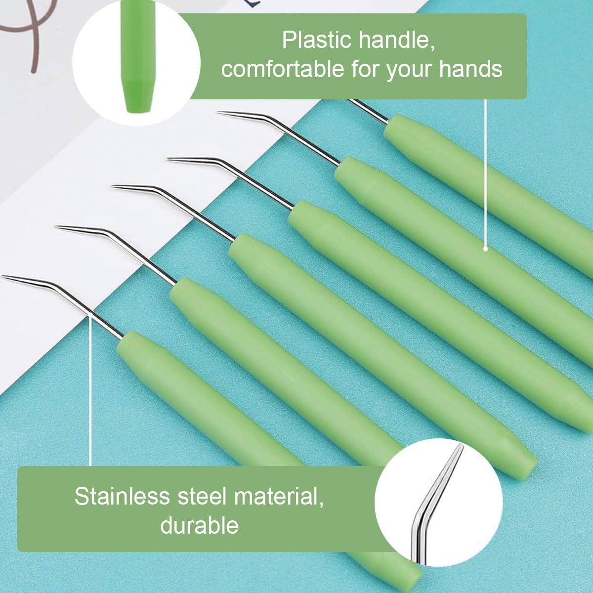 HASTHIP Loom Knit Hook Set, Crochet Needle Hook Kit, 8 Pcs Green Knitting Loom Hooks with 12 Pcs Colorful Plastic Sewing Needles