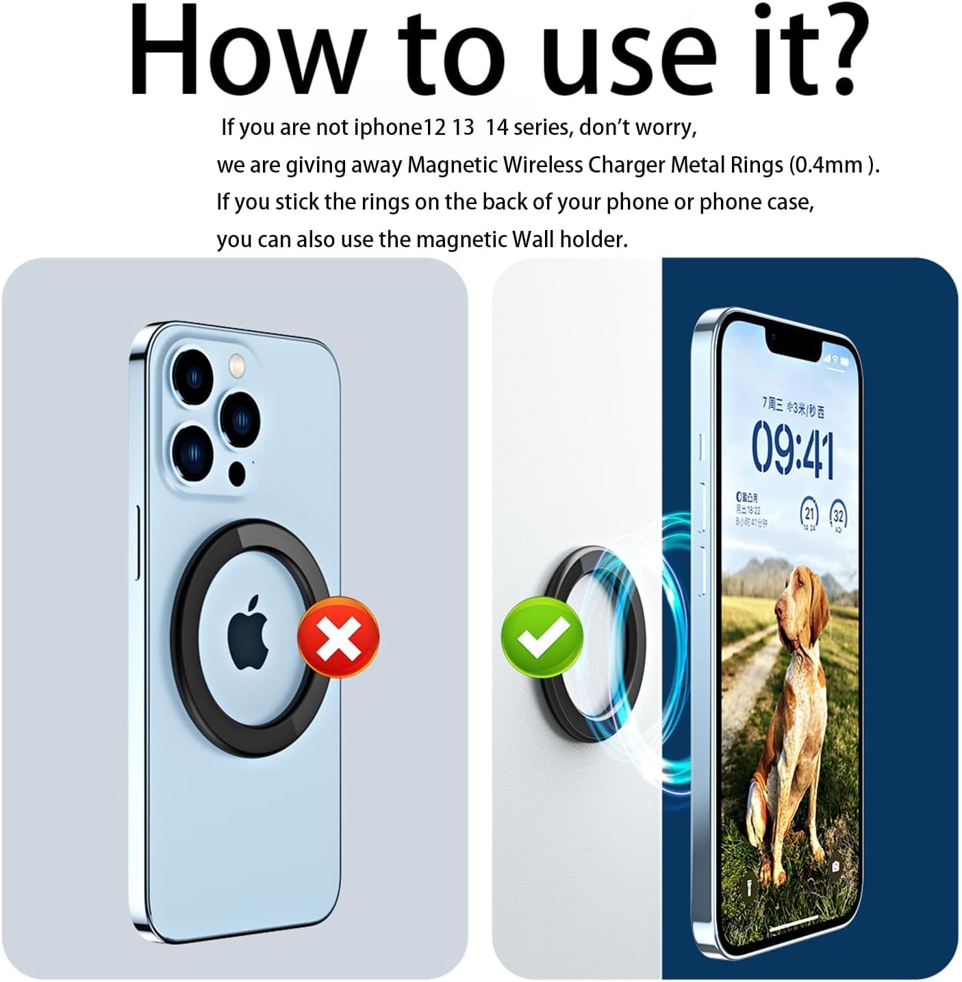 ZORBES for MagSafe Ring Wall Mount Magnetic Mobile Ring Holder for iPhone 15/14/13/ 12 Pro Max Plus with Mag-Safe Case Slim Adhensive Magnetic Phone Ring Holder Magnetic Phone Grip Holder Phone Ring