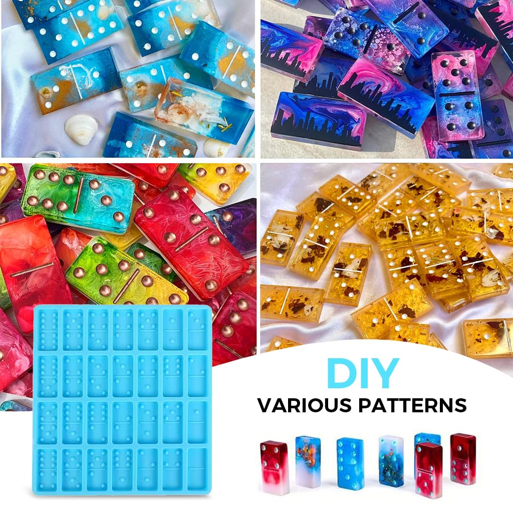 HASTHIP Domino Resin Molds, Standard 28 Cavities Silicone Molds for Pendant Candy Chocolate Clay Mold Clay Molds Silicone Dominoes Molds for DIY Craft