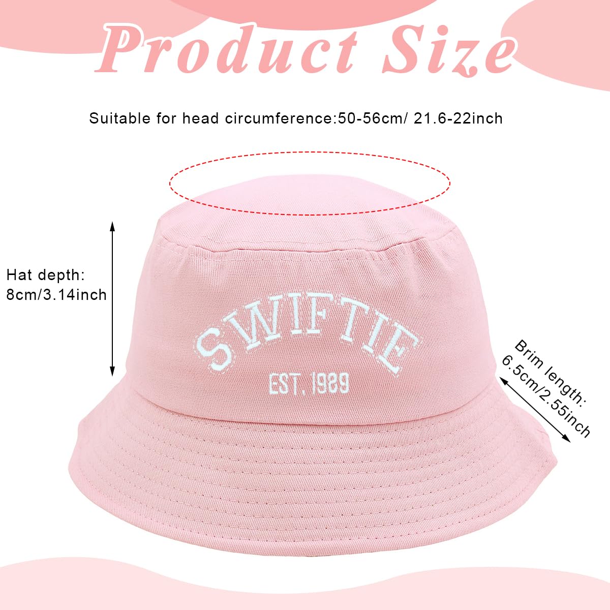 PALAY Girl Summer Bucket Hat Fashion Pink Letter Embroidery Bucket Hat Swiftie Hat Bucket Hat Beach Hat Breathable Sun Hat Travel Outdoor Sun Hat for Girls