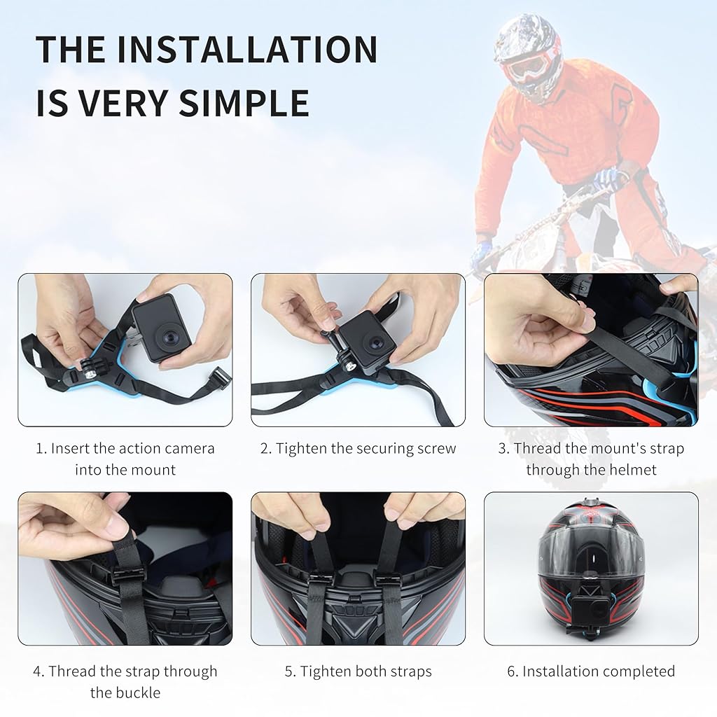 ZIBUYU® 4PC Motorcycle Helmet Chin Mobile Stand Video Shoot, Mobile Holder with Mobile Holder Clip & Screw Compatible with All Smart Phones for Hero 9/8/7/6, Sjcam, Yi, and Other Action Cameras.