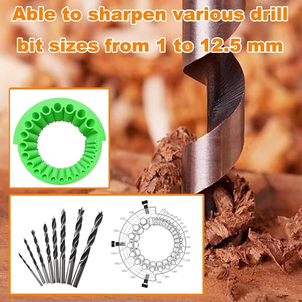 Serplex® Multi Drill Bits Sharpener Attachment Tool for Electric Disc Cutter Angle Grinder Attachment for Sharpening Drill Bits, 20-Slot Design, Drill Bits Sharpening Tool for 2-13mm Dia Drill Bits
