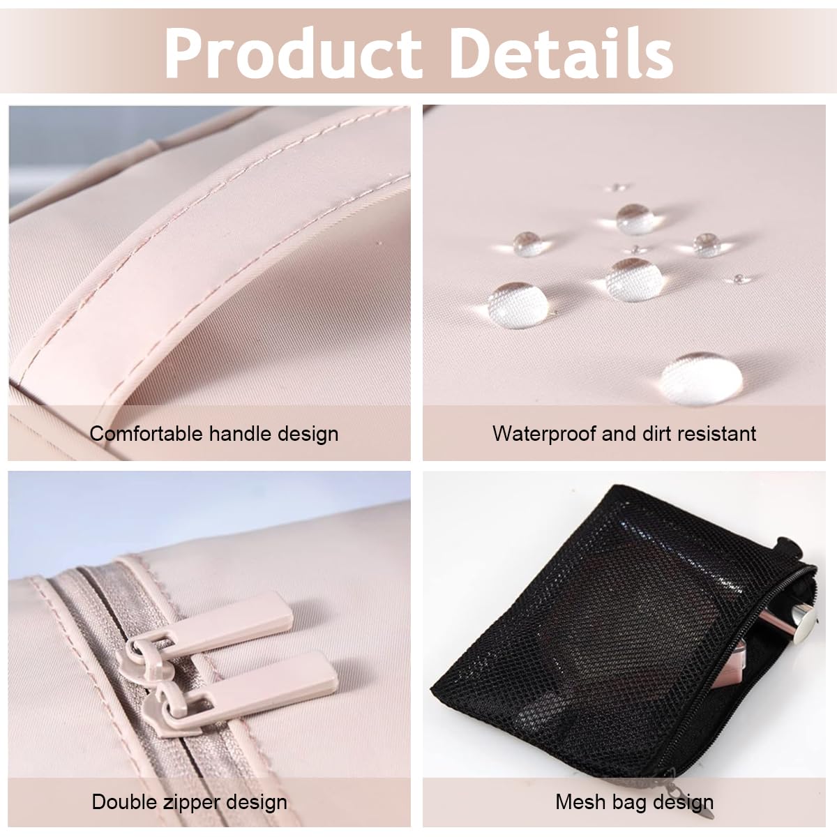 MAYCREATE Small Makeup Bag for Women, Travel Makeup Pouch, Zipper Makeup Organizer Bag, Portable Cosmetic Makeup Vanity Bag with Handle, Waterproof Vanity Box for Women - Pink