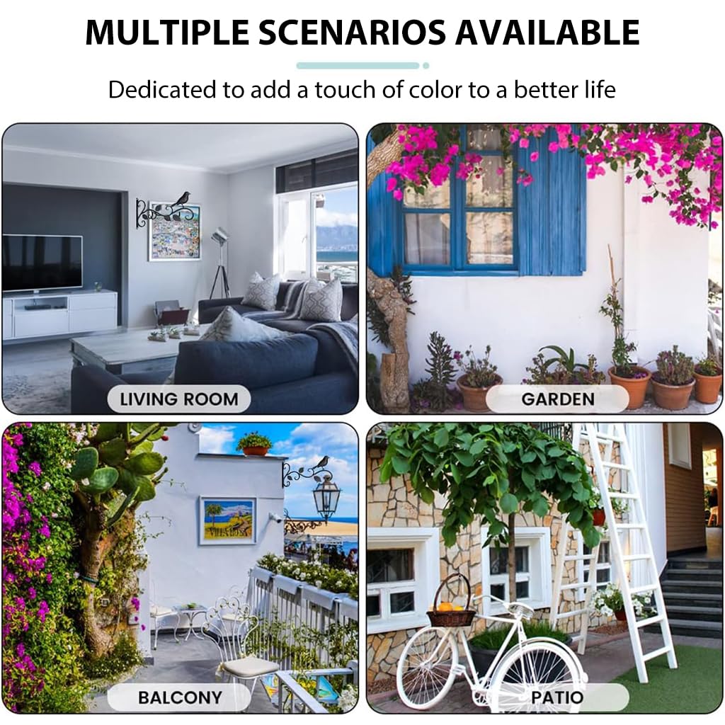 Optifit 2Pcs Metal Wall Hook for Pots, Bird Feeders, Planters, Lanterns, Macrame, Wind Chimes, Heavy Duty Wall Hangers Decorative Wall Brackets for Indoor Outdoor Decorition