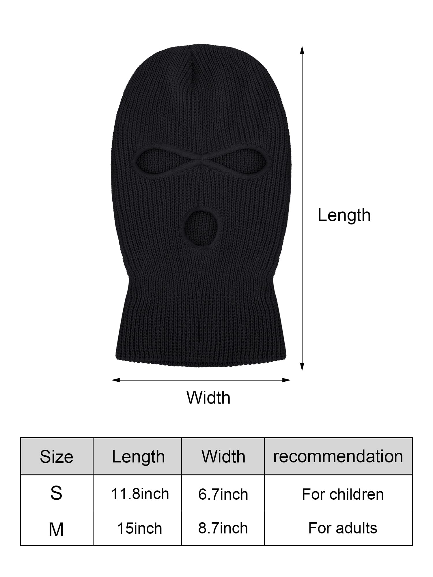 Proberos Full Face Ski Mask for Men Women, Knitted Balaclava Ski Mask Thermal Balaclava for Winter Outdoor Sports Ski Bike