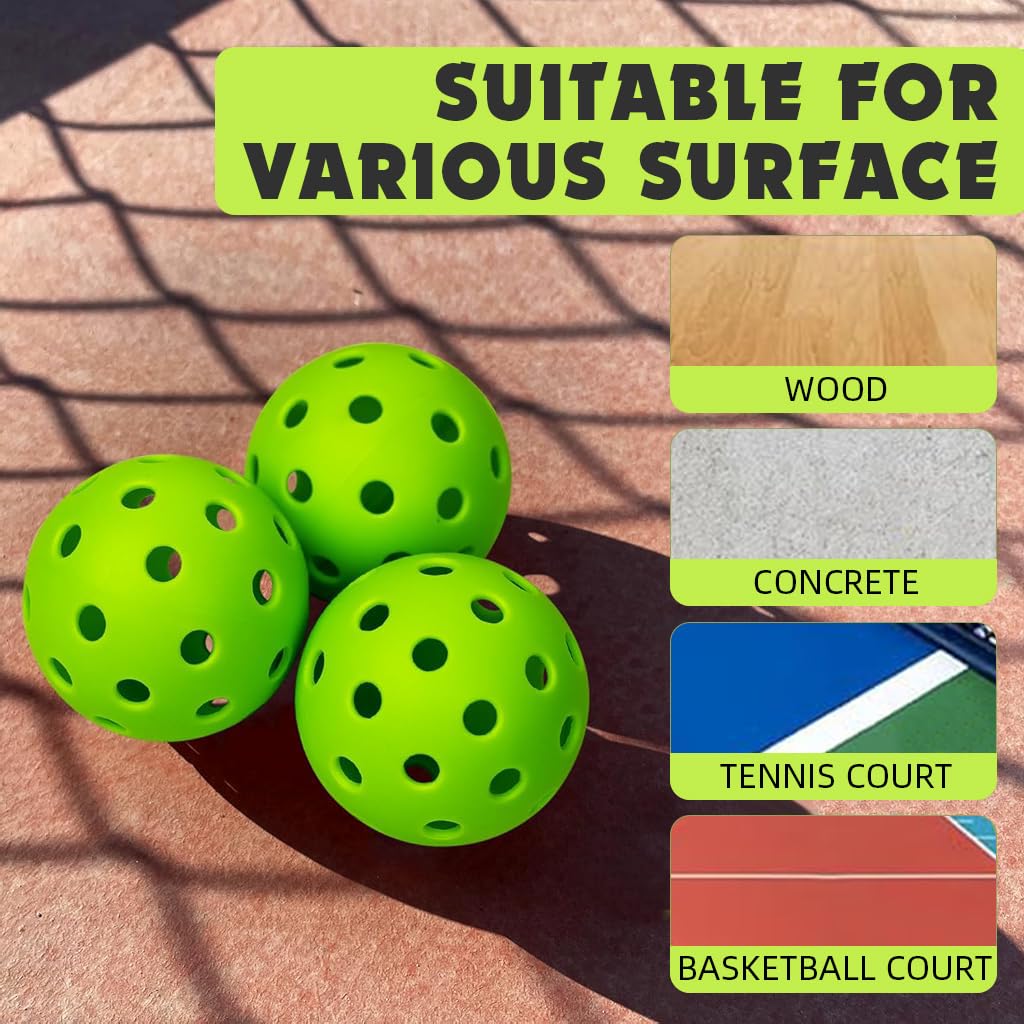 Proberos 6Pcs Outdoor Pickleball Balls 74mm Diameter Pickleball Balls Hard PE 40-Hole Pickleball Balls High Elasticity Outdoor Pickleball Balls