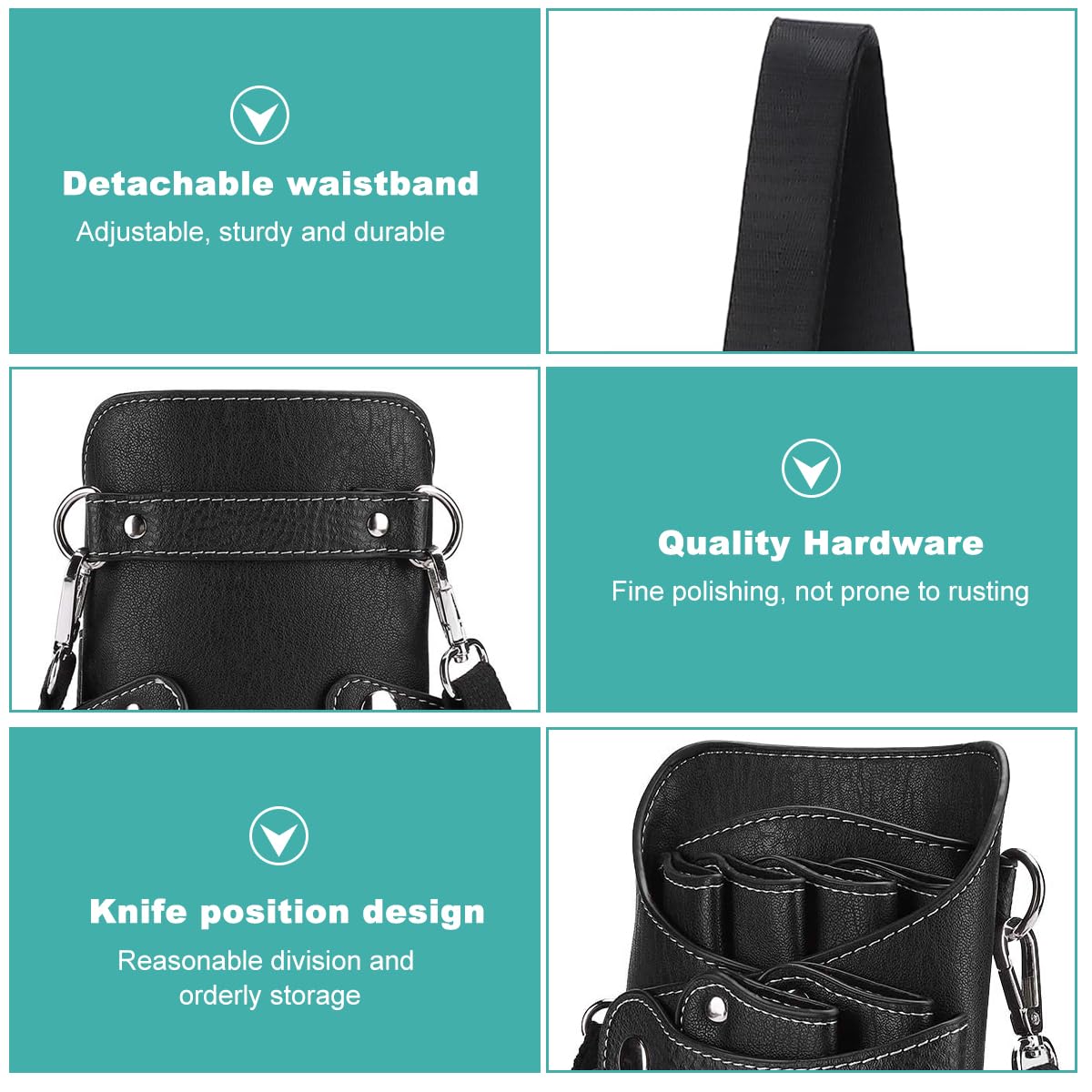 HANNEA Hairdresser Scissor Bag, PU Leather Barber Waist Bag Crossbody Bag, Hairdressing Scissor Holster with Adjustable Waist Belt, Hair Salon Scissor Storage Waist Bag for Scissors, Tools, Clips