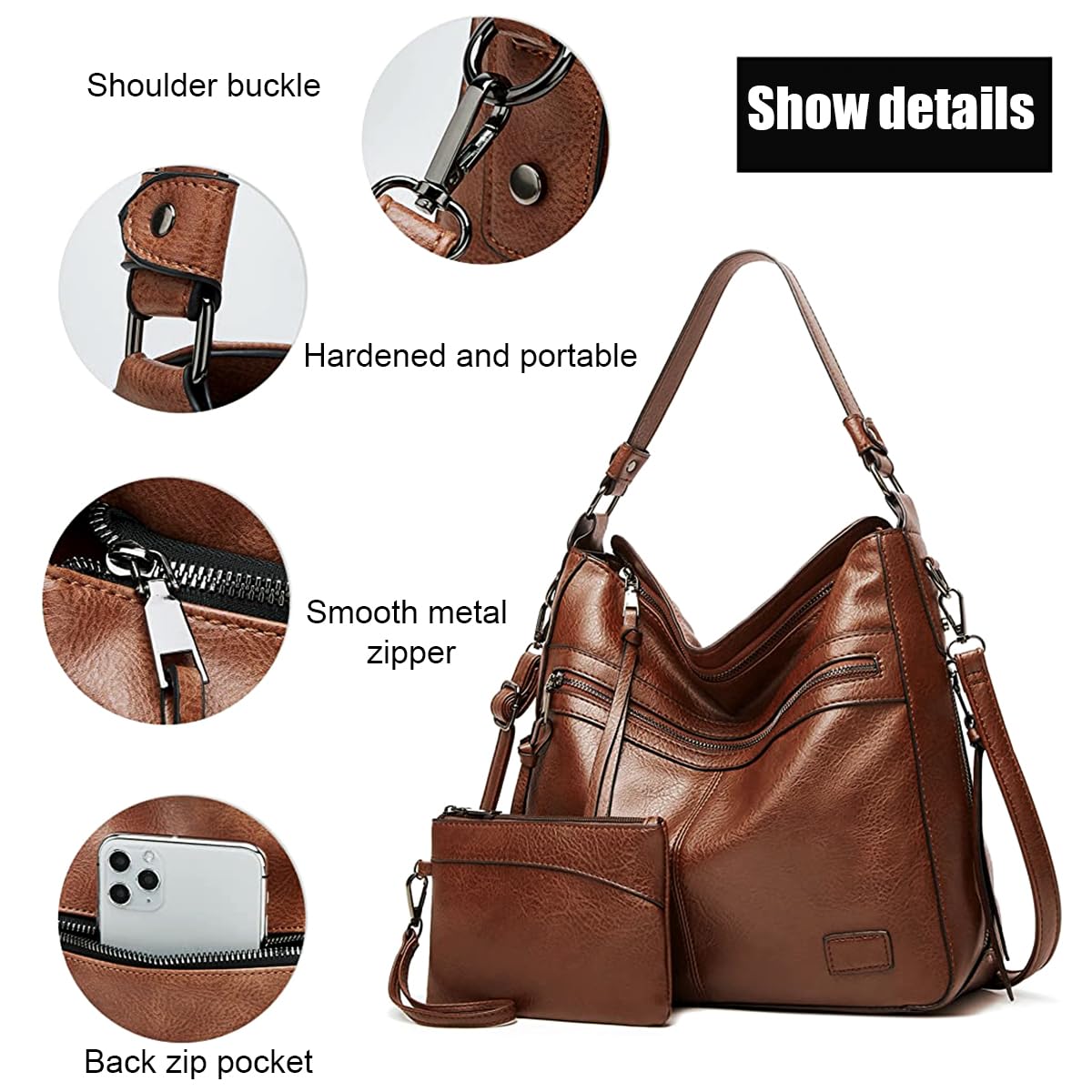 PALAY Hobo Bags for Women Handbag Soft Vegan Leather Tote Bag for Travel Large Capacity Commuter Bag, Shoulder Bag with Purse Gift for Ladies