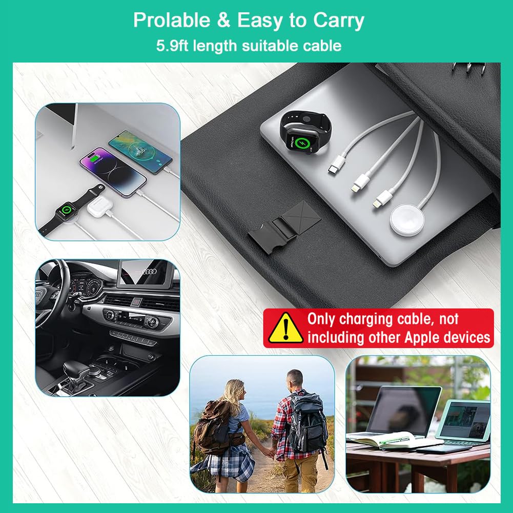 ZORBES 4-in-2 Watch Charger for iPhone 14/13/12/11/Pro/Max/XR/XS/Pad/AirPods 1/2/3/Pro&iPad Series, iWatch Charger Smart Watch Charger for Apple Watch Charger for Apple Watch Series 1-8/SE1/SE2