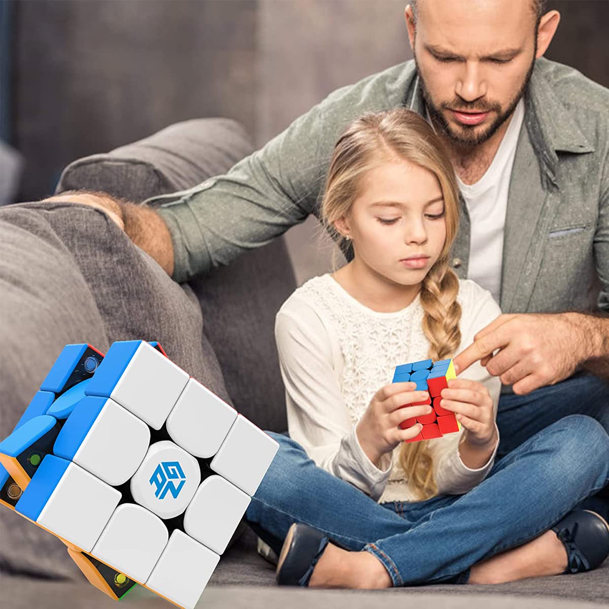 PATPAT 3x3 Magic Cube Plastic Speed Cube Puzzles Toys Magic Cube Toy Stress Anxiety Relief for Adults Kids Brain Training Magic Cube Toy