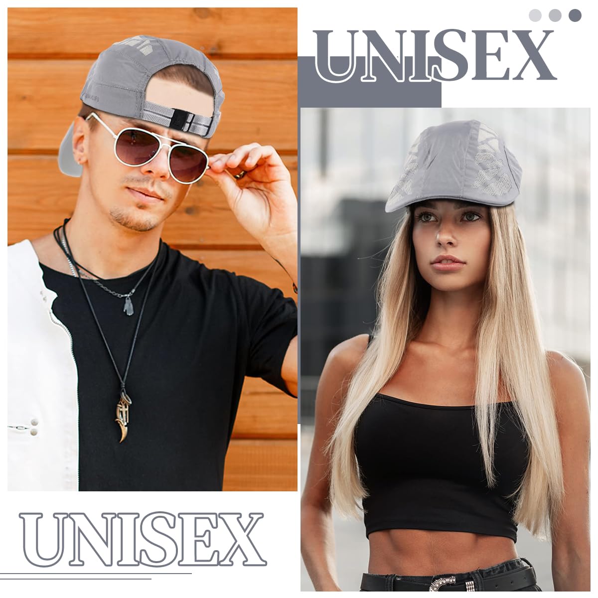GUSTAVE Cap for Men, Sport Baseball Caps for Men, Sun Hats for Men Stylish Women with Chin Cord Stylish Adjustable Ultra Lightweight Grey
