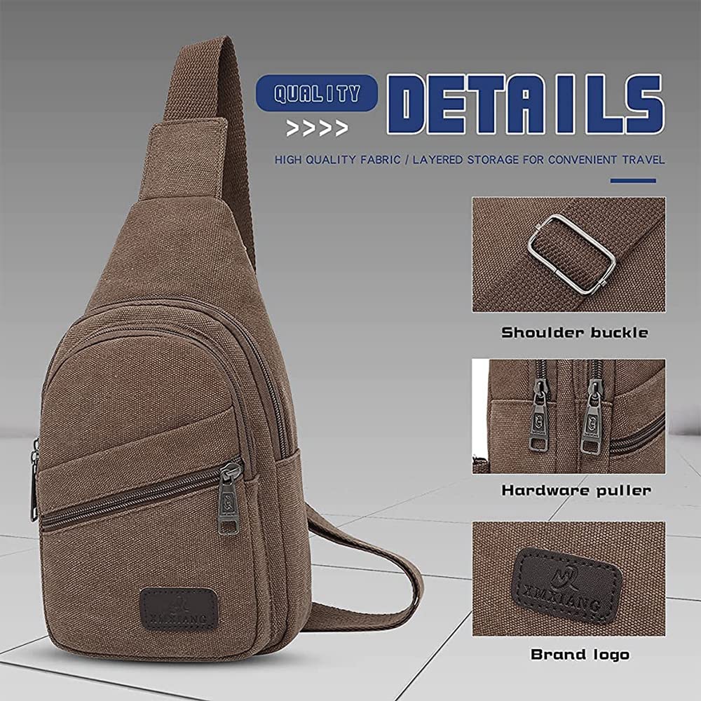 GUSTAVE Cross Body Bag for Men Women with Adjustable Strap Anti-Scratch Shoulder Bag Large Crossbody Bag for Commuting, Travel, Outdoor Activities, Cycling(Khaki)