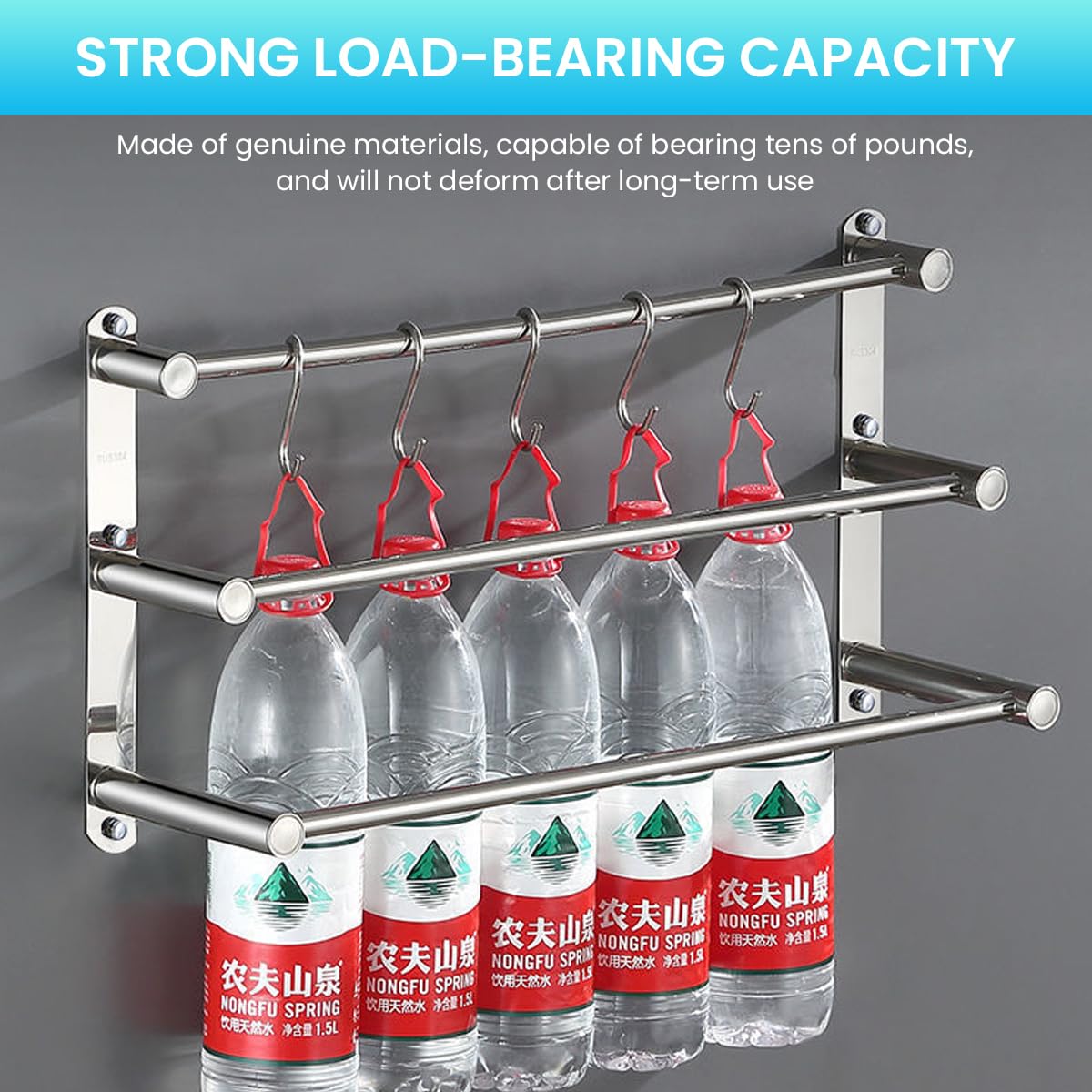 HASTHIP Stainless Steel Towel Hanger Towel Rack for Bathroom, 3-Tier Ladder Wall Mounted Towel Rack, 23.6
