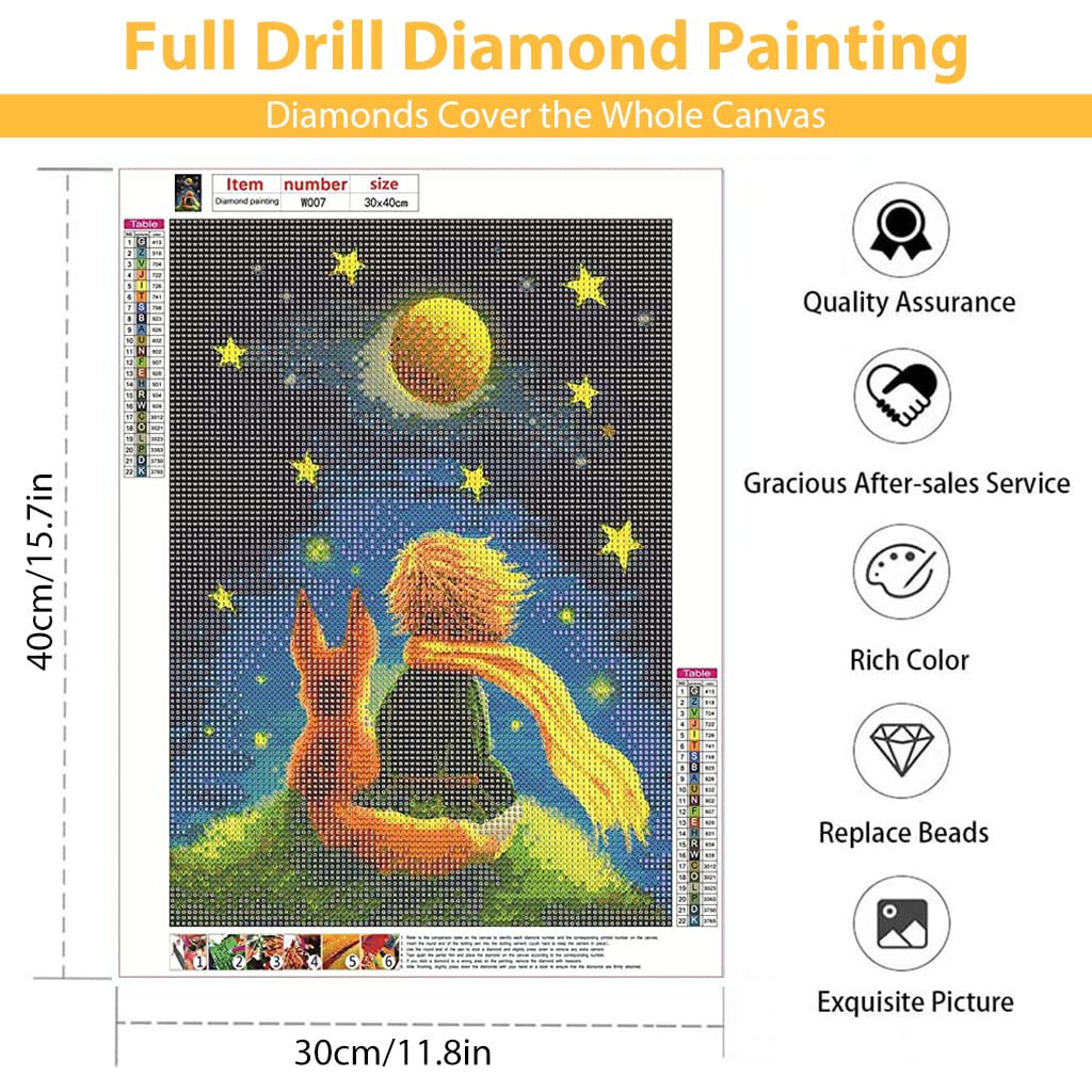 HASTHIP Diamond Painting Kit, 12x16inch The Little Prince and Wolf 5D Diamond Painting Kit for Adults & Kids, Very Suitable for Home Leisure and Wall Decoration, Gift for Kids and Adults