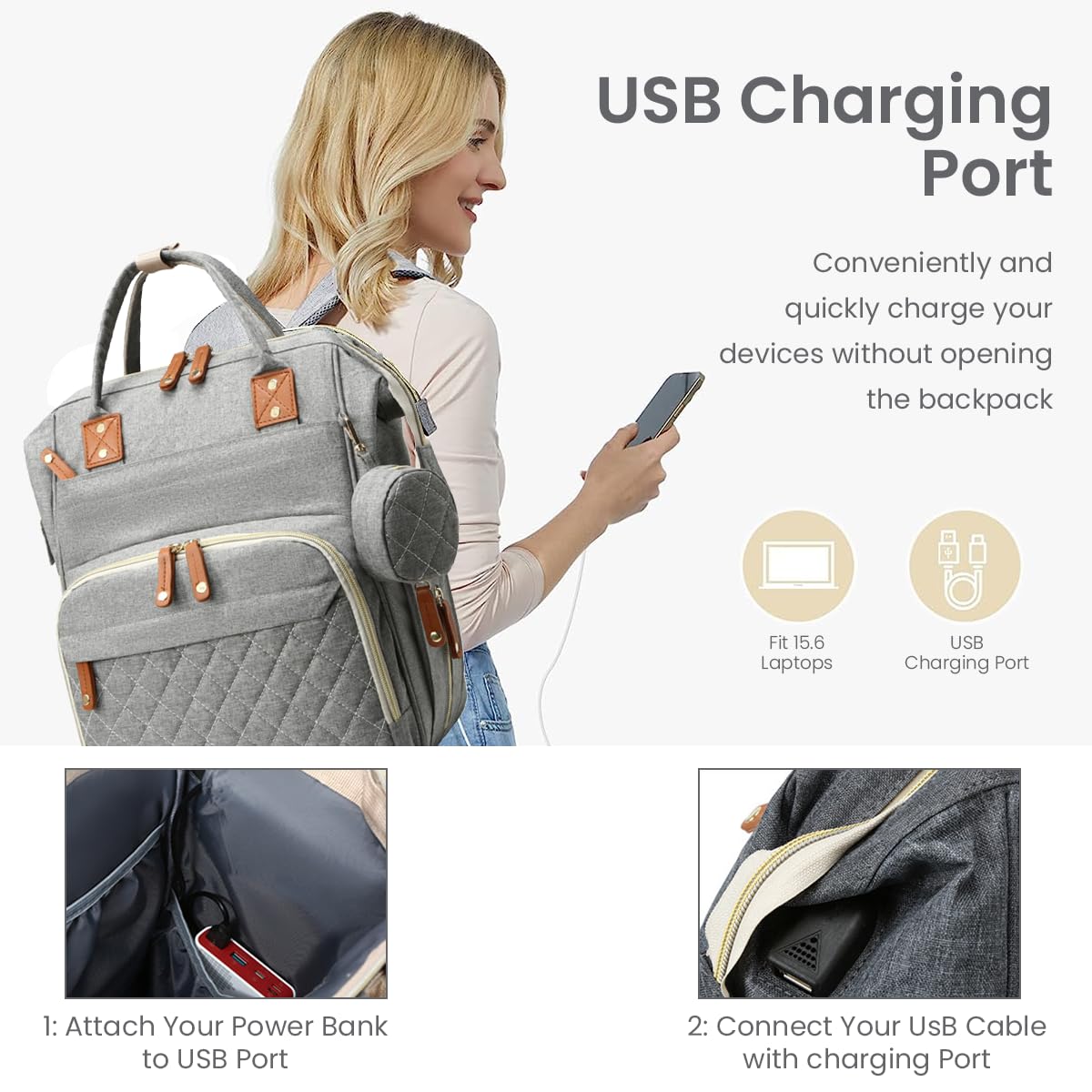 SNOWIE SOFT Stylish Nylon Diaper Backpack - Large Capacity, Multi-Pocket Maternity Bag with Wet-Dry Compartment, Stroller Straps & USB Port Durable Travel & Daily-Use Baby Bag for Indian Parents