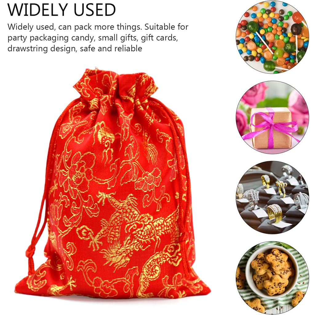 HASTHIP 20pcs Drawstring Bag Pouches, Gift Bags Red Drawstring Bag, Small Party Favor Gift Bags Red Drawstring Burlap Bags for Christmas, Wedding Favors, DIY Craft Bags