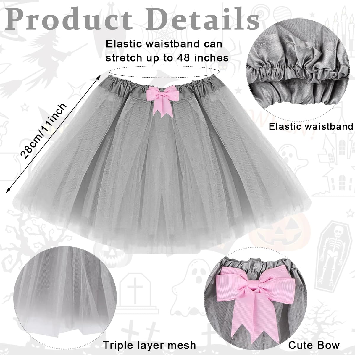 PALAY Animal Tutu Skirt Costume Set, Halloween Animal Costume Accessories Headband Tail Ears Bow Tie Tail Tutu for Toddler Kids Fancy Dress Up Birthday Costume Cosplay, Cow