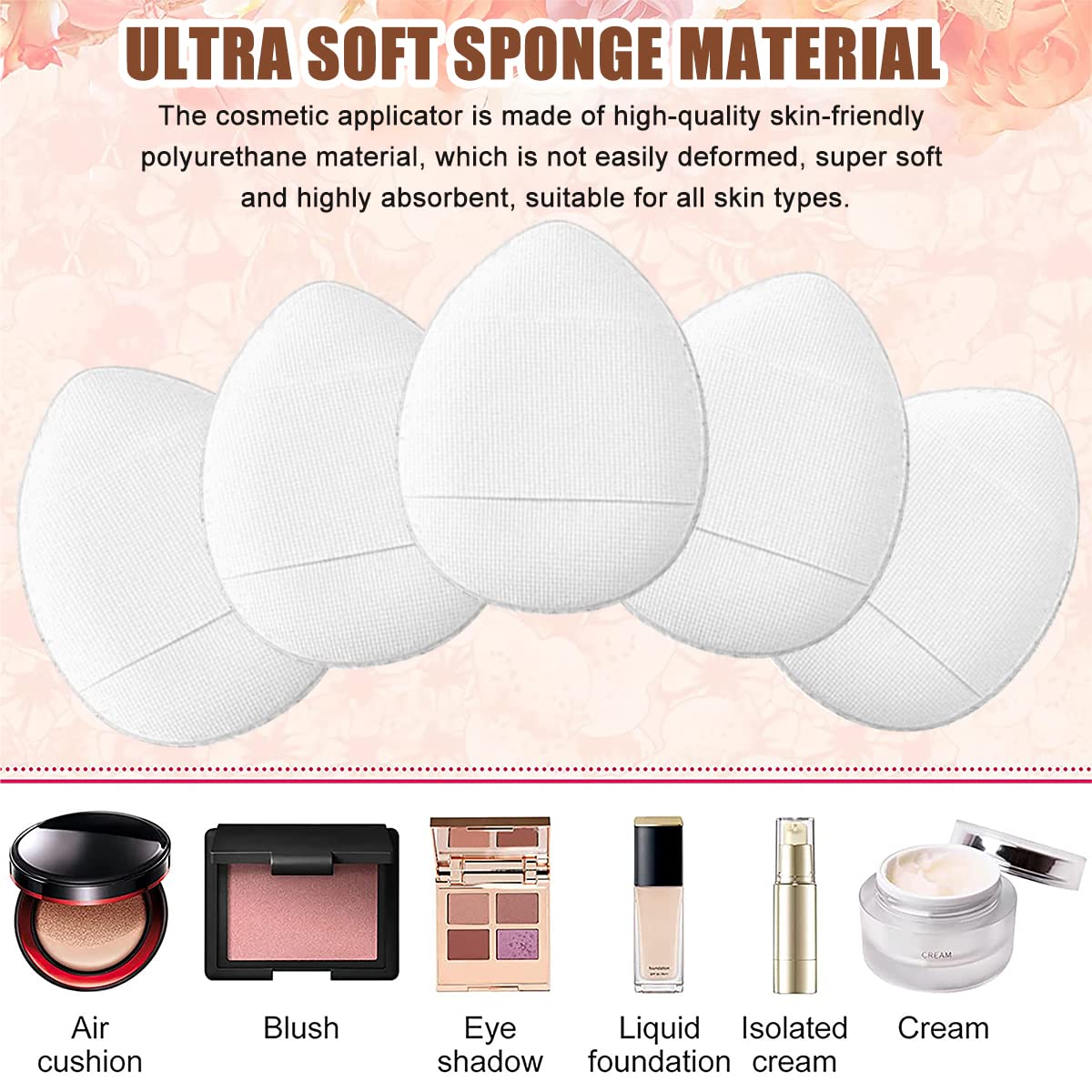 MAYCREATE 10pcs Mini Finger Makeup Powder Puff for Women Beauty Blender Sponges Mini Air Cushion, Concealer Brush Alternatives, Makeup Blender Puff for Nose Around, Freckles, Spots, Eye Bags (white)