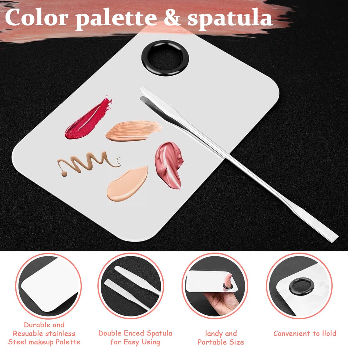 MAYCREATE Makeup Applicators Kit Includes Triangle Powder Puff, Mixing Palette, Foundation Spatula, Mascara Wands, Lip Brush & Hair Clips Makeup Acessories Tools Set