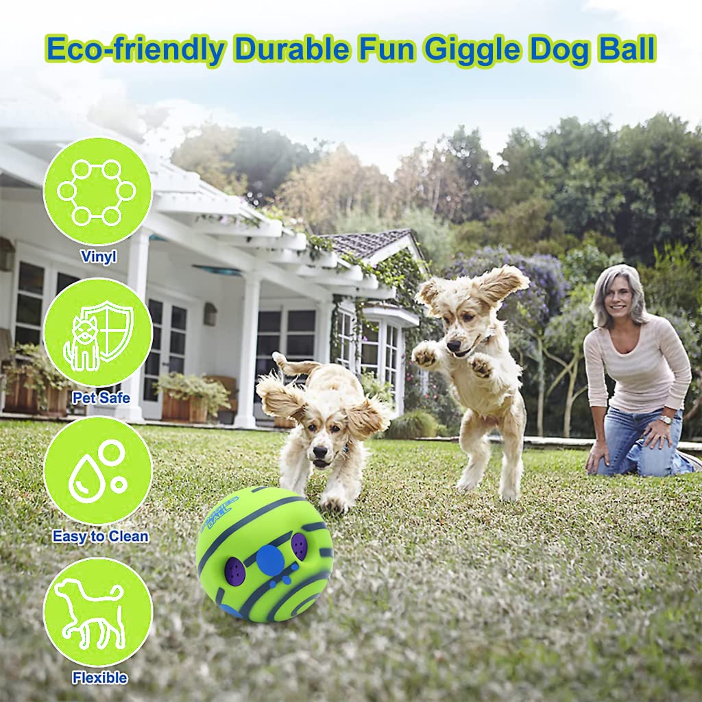 Qpets Dog Toy Balls, 5.5 Inch Dog Chasing Chew Ball Interactive Pet Toy Ball Fun Bouncing Giggle Ball, PVC Dog Molar Chew Ball Funny Pet Ball Chewing Toy Ball Toy for Medium Large Dogs