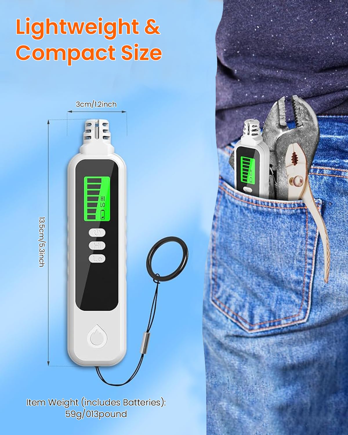 HASTHIP Gas Detector with LCD, Visual & Audible Alarms, High Precision Gas Leak Detection for Home Safety, Detects Methane, Propane, Butane, Compact Combustible Gas Sniffer (Batteries Not Included)