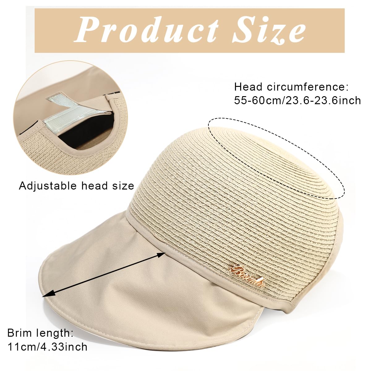 PALAY Straw Hat for Women Summer Wide Brim Sun Hats for Women Elegant Beach Hat for Women UV Protection Cap Summer Hats for Women - Breathable, Beige