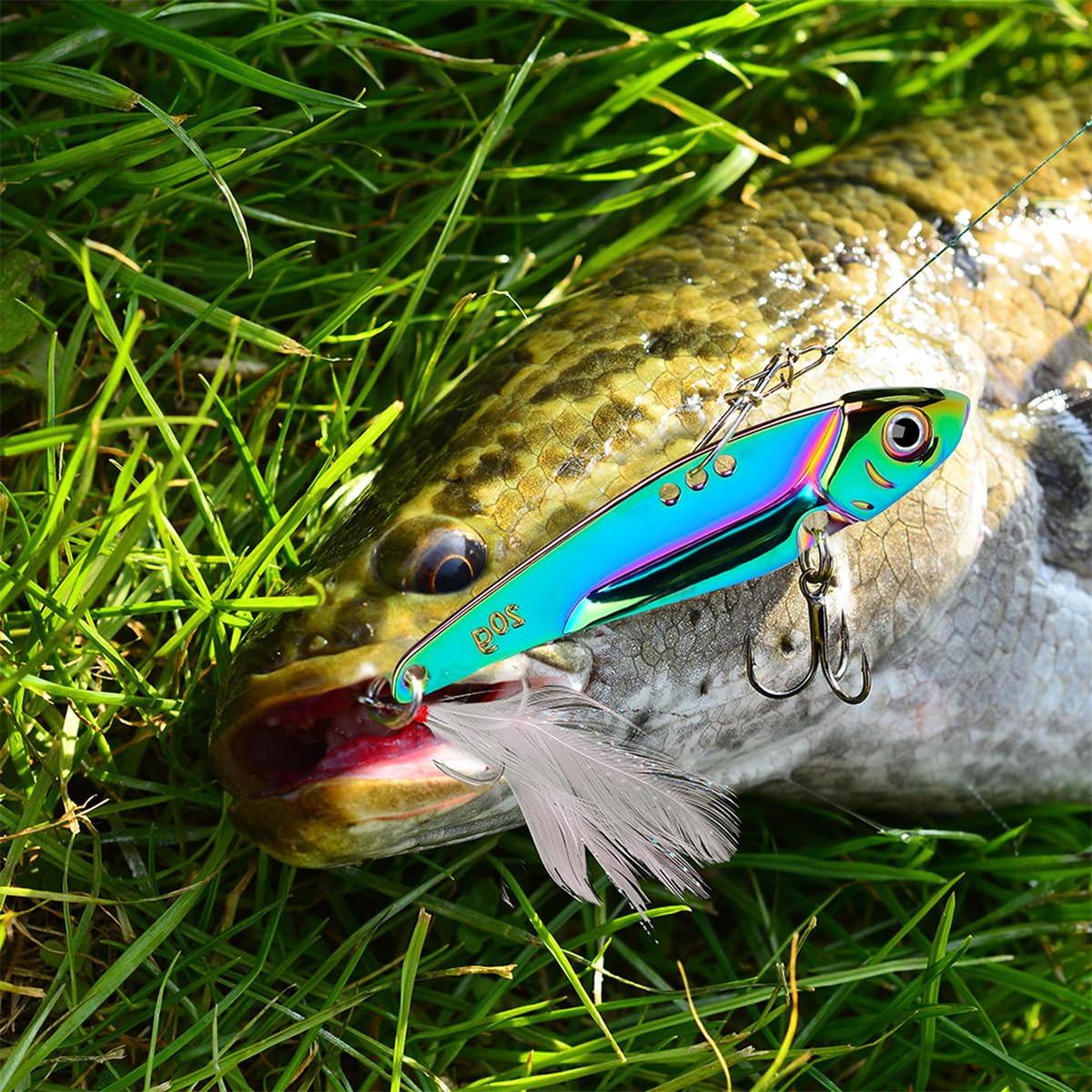 Proberos 5pcs Fishing Lures Dual Hook Fishing Lures Sinking Metal Lure Bait, 5 Sizes Color Metal Fishing Lures, 5g/7g/12g/15g/20g with Storage Box