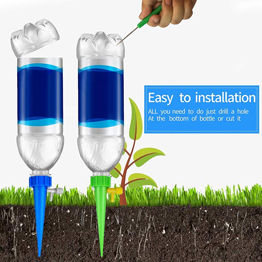 Supvox 12pcs Self Watering Drip Irrigation Kits Self Watering Device for Plants, Adjustable Self-Watering Spikes for Indoor Outdoor Potted Plants
