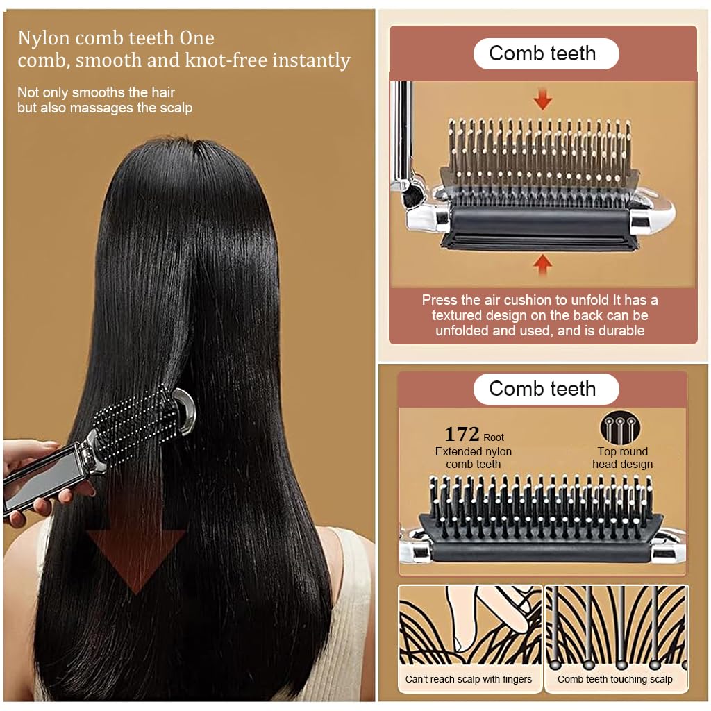 MAYCREATE Pocket Comb with Mirror Mini Comb for Makeup Bag Travel Folding Hair Brush With Mirror Air Cushioning Hair Comb Hair Styling Tools