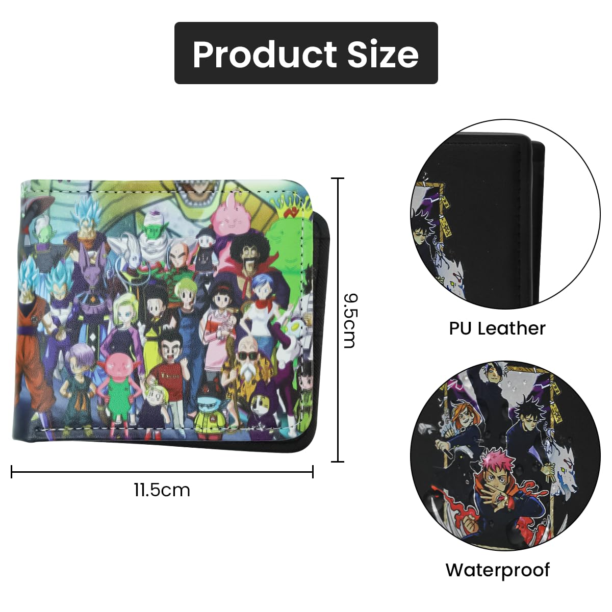 FANCYKU Dragon Ball Wallet, PU Leather Wallet Bi-fold Card Bag, Print Cover Cartoon Cool Aesthetic Minimalist Credit ID Card Wallet Gift for Boys Girls Kids