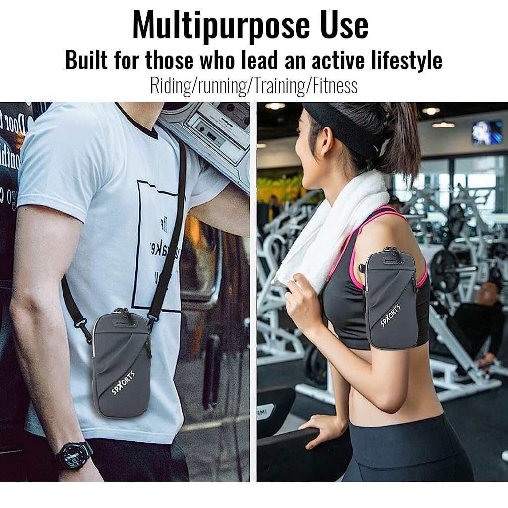 Optifit Armband for Mobile Phone Running with Detachable Strap, Waterproof Sling Bag, Arm Band Reflective Phone Bag for iPhone 14, 13, Large capacity Mobile Band for Running for Within 7in 's Mobile