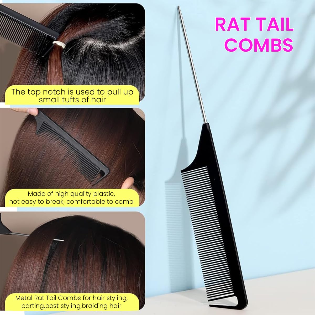 PALAY 2000pcs Hair Rubber Band for Women Girls Elastic Hair Bands Kit Colorful Small Hair Ties Hair Elastics with Fine-Tooth Tail Comb and Loop Styling Tools