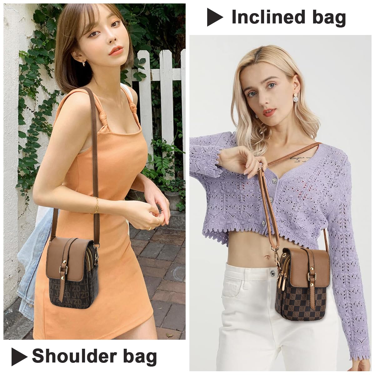 PALAY Sling Bag for Women Crossbody Bag for Women Phone Bag Stylish PU Leather Mobile Cell Phone Holder Pocket Purse Wallet Sling Bag Mini Shoulder Bags (Coffee Brown)