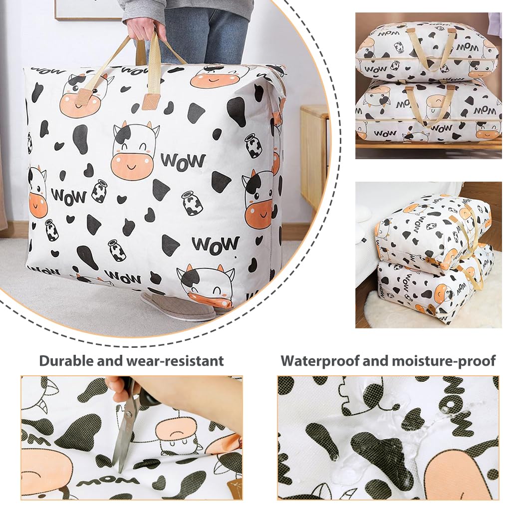 HASTHIP 4Pcs Underbed Storage Bags - Moisture Proof Storage Bag Reinforced Handle Zippered Closure Dust Proof Storage Organizer for Clothes & Blankets (4 Sizes, 45x52cm-70x82cm)