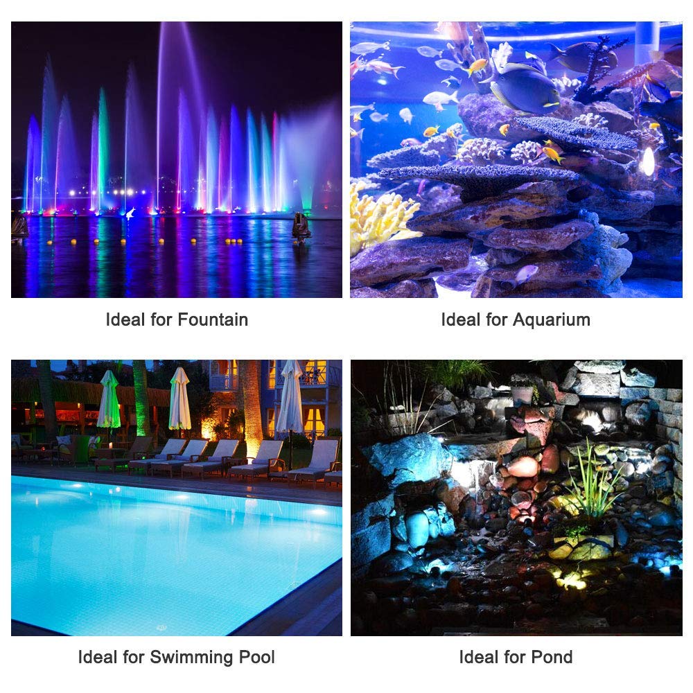 HASTHIP 180°Rotation Underwater RGB Aquarium Lights with Remoter, Fish Light Underwater IP68 Waterproof 36 LEDs with Remote Control for Garden Pond Fish Tank Swimming Pool