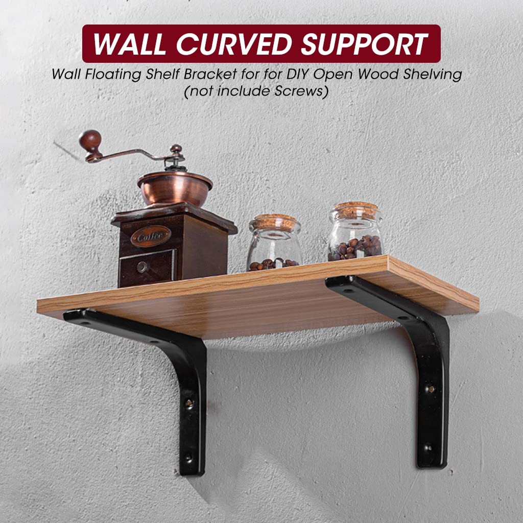 HASTHIP 4PCS Shelf Bracket, 4 x 4 Inch L Shape Heavy Duty Shelf Support Bracket, Wall Floating Shelf Bracket for for DIY Open Wood Shelving (not Include Screws)