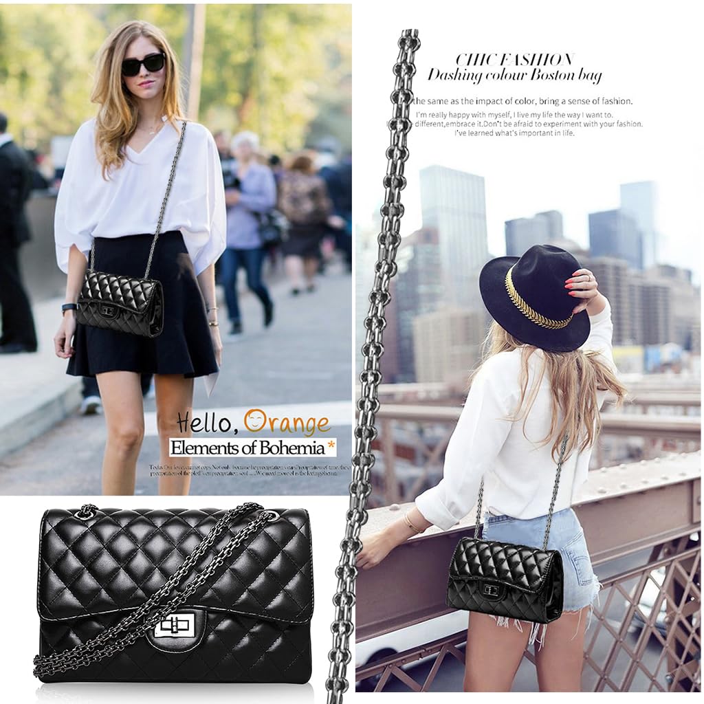 PALAY Sling Bag for Women Stylish PU Leather Shoulder Bag Chain Strap Bag Diamond Pattern Bag Interlock Closure Women Bag Crossbody Bag for Girls