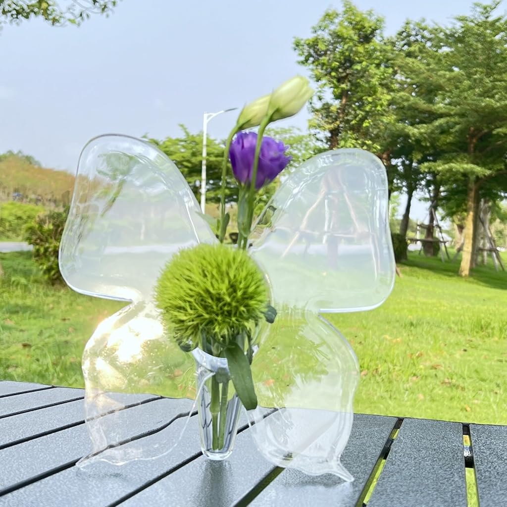 HASTHIP® Clear Acrylic Butterfly Vase Acrylic Frame Art Deco Decoration of Consoles and Various Desktops House Warming Gifts