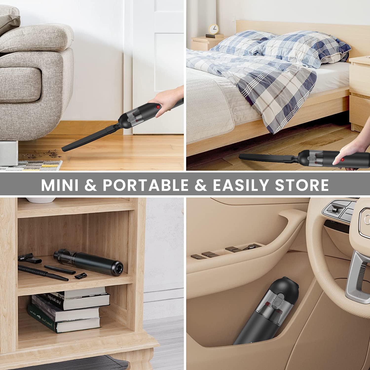 Supvox Handheld Vacuum Cleaner, 7500Pa USB Cordless Rechargeable Car Vacuum Cleaner, Wireless Hand Vacuum Air Blower for Dust Sand Crumbs, Ultra-Light Portable Mini Vacuum Cleaner for Home Pet Hair